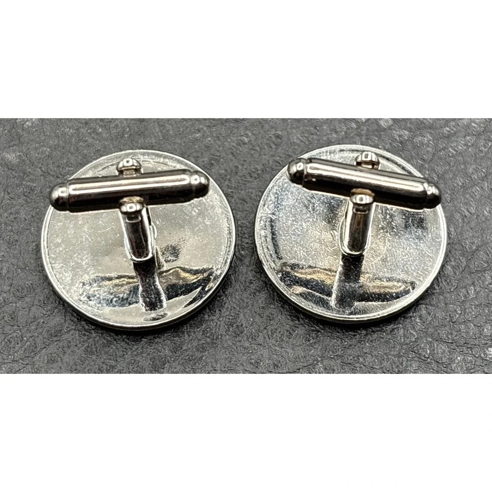 VTG Portuguese Macau 20 Anos 1982 Asian Coin Cufflinks Brass Tone Silver Tone